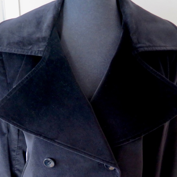 Vintage PASHA & JO Black Velvet Jacket Pea Coat Preppy - Picture 1 of 10